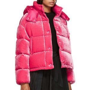 Moncler Hot Pink Puffer Jacket Pink Velvet Down Wo